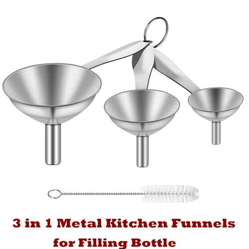 3 in 1 Metal Kitchen Funnels for Filling Bottle Small Mini
