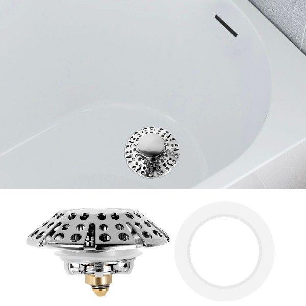 Pop Up Bathtub Drain Plug Brass Tub Drain Stopper with