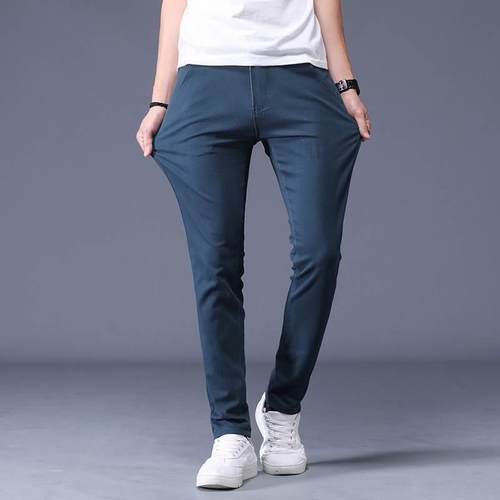 Casual Pants Men Cotton Slim Fit Chinos Fashion Trousers 38