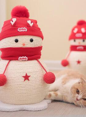 Cats Scratching Post Cute Snowman Shaped Kitten Natural Sisa