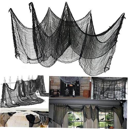 HOT SALES!!! Black Halloween Creepy Gauze Large Grid Yarn
