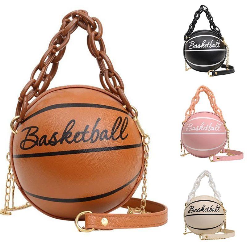 Women Shoulder Bag PU Leather Chain Basketball Bag New Lette