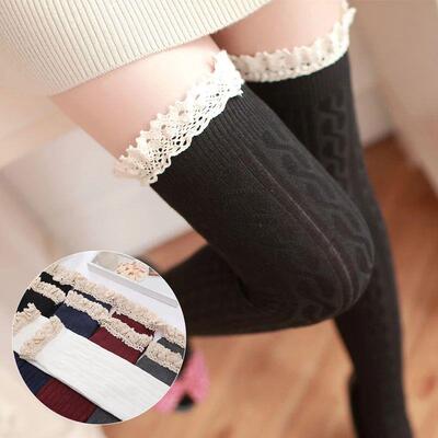 Sexy Medias Lace Up Long Knee Socks Women Over Knee Thigh Hi