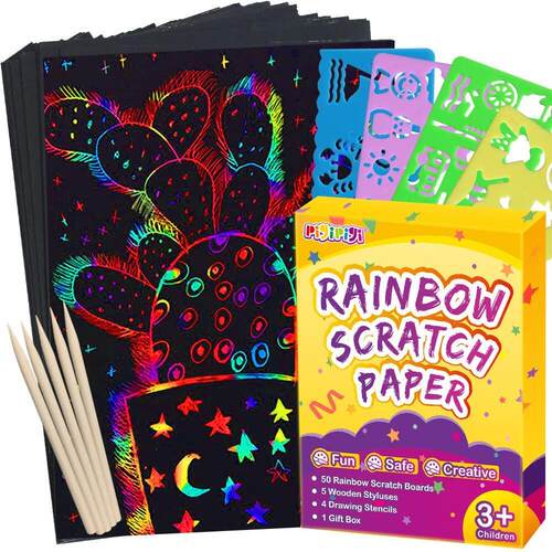 Magic Rainbow Scratch Paper Off Set 炫彩刮刮画儿童diy涂鸦本
