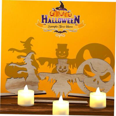 Halloween decoration wooden lamp projection ghost props摆件