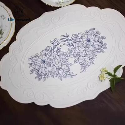 Silicone dining mat retro table mat floral placemat 法式餐垫