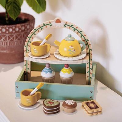 Wooden Pretend Play Kitchen Toys Coffee Machine Tea Set Toy