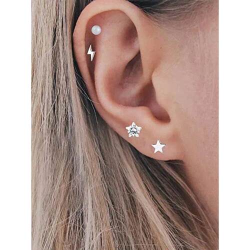 5PCS Star Tragus Stud Earring Set Heart Small Stud Set Lobe