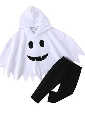 Toddler Girls Boys Fall Outfits Ghost Smiling Face Print Clo