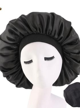 Cap Head Cover Bonnet Hat for For Curly Springy Hair Black