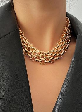 PuRui Punk Chunky Chain Choker Necklace for Women Hip Hop Go