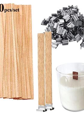 100pcs Wooden Wicks DIY Handmade Candle Jar Making Candle Wi