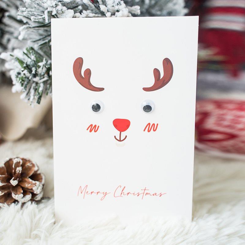 Christmas card DIY cartoon elk red nose birthday card