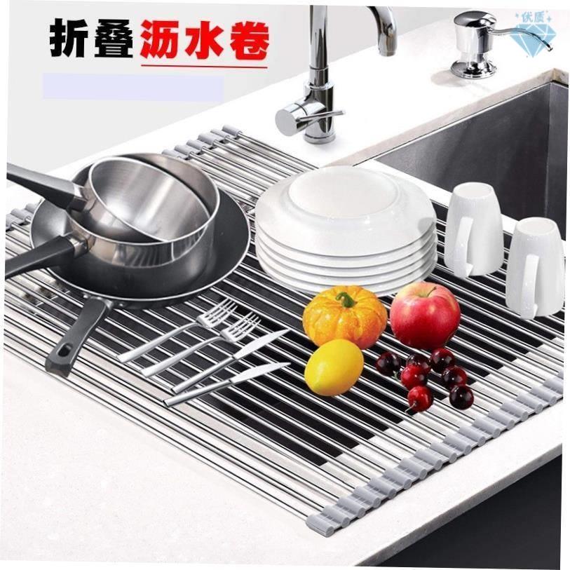 Kitchen Sink Drying Dish Rack Cup Holder Organizer Roll Stai