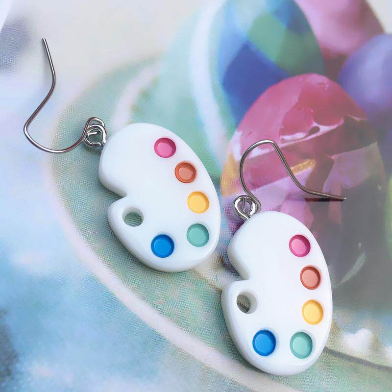 Creative Hand-made Niche Design Funny Mini Palette Earrings