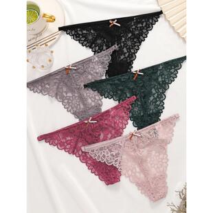 out bowknot 无痕女内裤 thong underwear hollow trace Sexy non