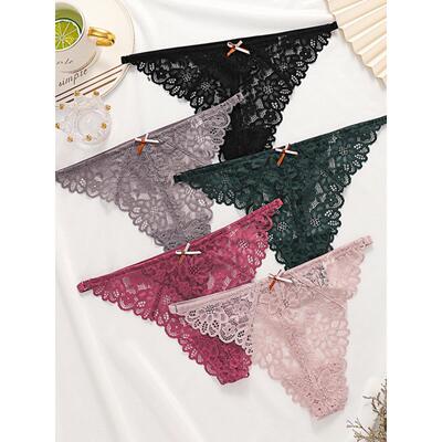 Sexy thong hollow-out bowknot non-trace underwear 无痕女内裤