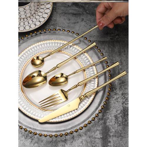 Nordic stainless steel steak knife, fork and spoon set