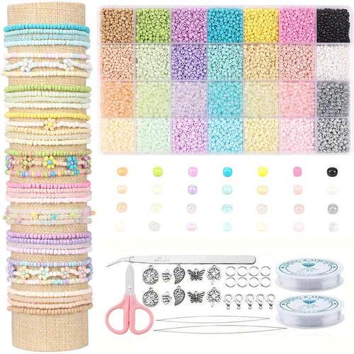 3mm Macaroon Color Series Glass Seed Beads Kit With Metal Je