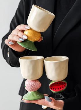 Fruit shaped high footed ice cream ceramic cup gift box