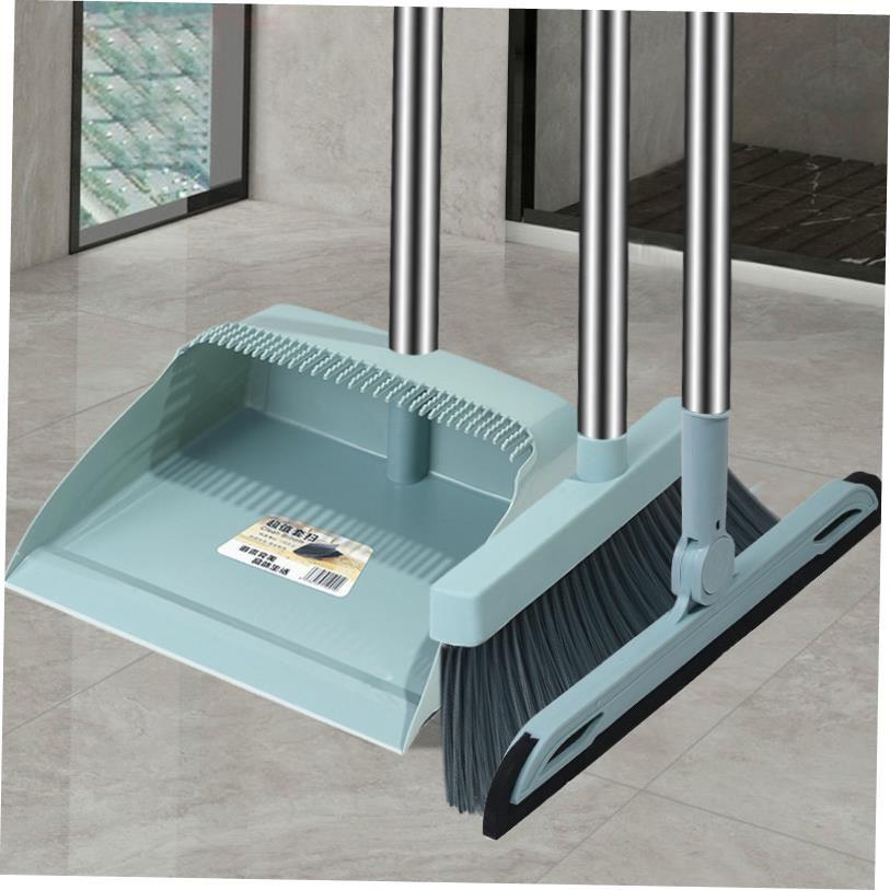 Broom and dustpan set with soft brush broom and dustpan set
