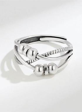 Argent Sterling Silver 925 Bague Anti Sress Womens Rings Fid