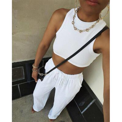 Ribbed Sports Vest Sexy Racer Back Short Top Girls