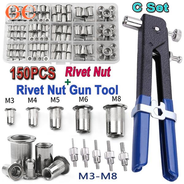 150PCS Rivet Nuts Gun Mandrel Kit M3/M4/M5/M6/M8 or Nut Rive