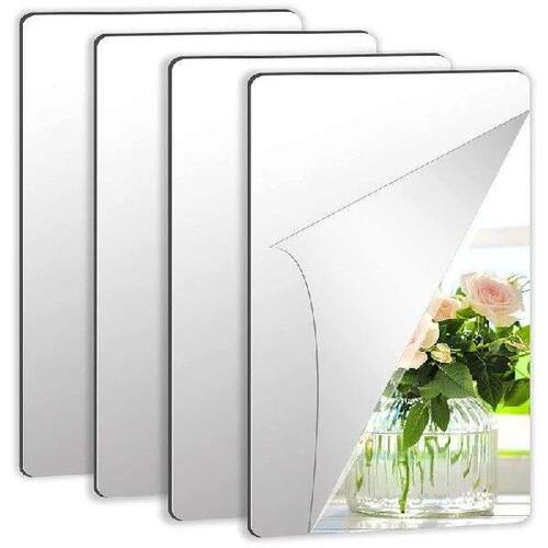 4pcs Acrylic Mirror Sheets Flexible Non Glass with 16pcs