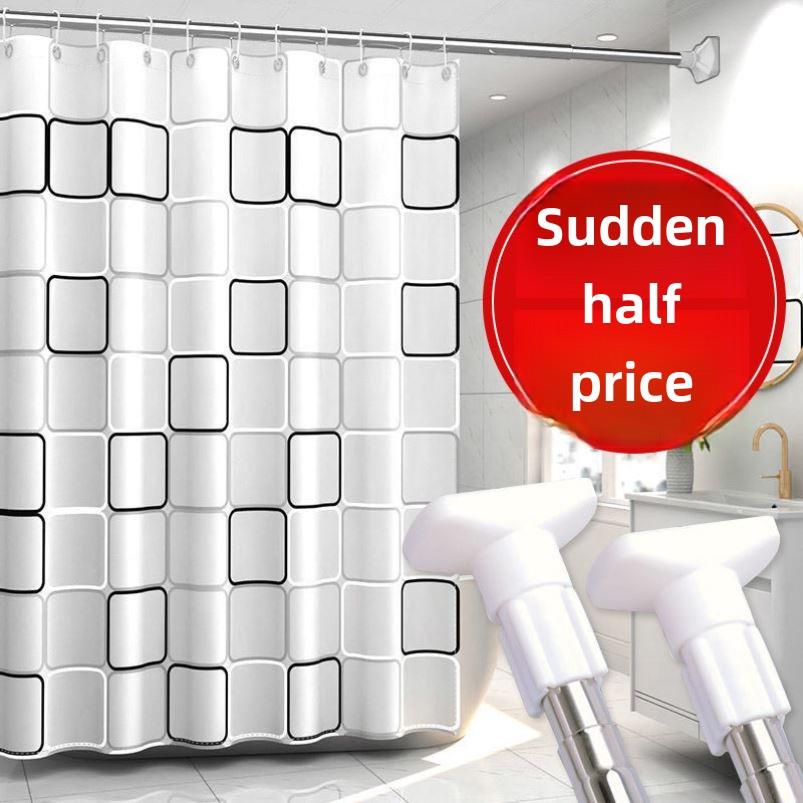 The bathroom shower curtain checkered PEVA Environmental