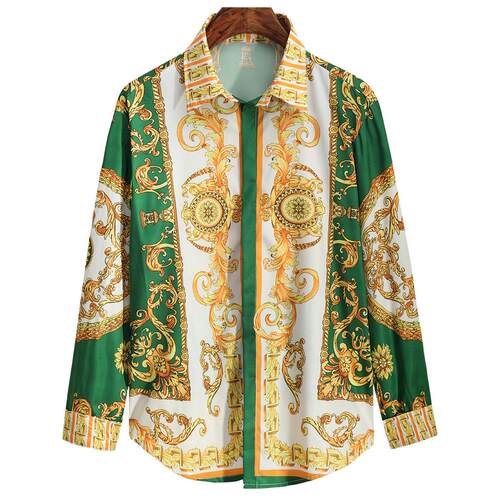 Long sleeved lapel digital printed shirt长袖翻领数码印花衬衫
