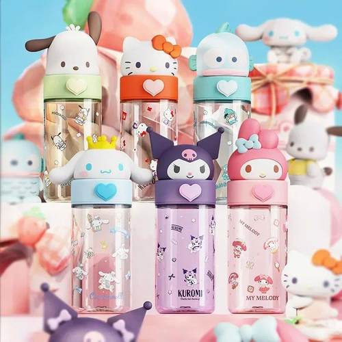 500ml Kawaii Sanrio Dolls Transparent Cup Cartoon Hello Kitt