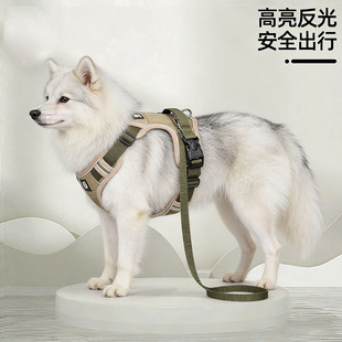 狗狗胸背牵引绳大型犬高颜值一体轻薄战术可爱防爆冲背心式银狐