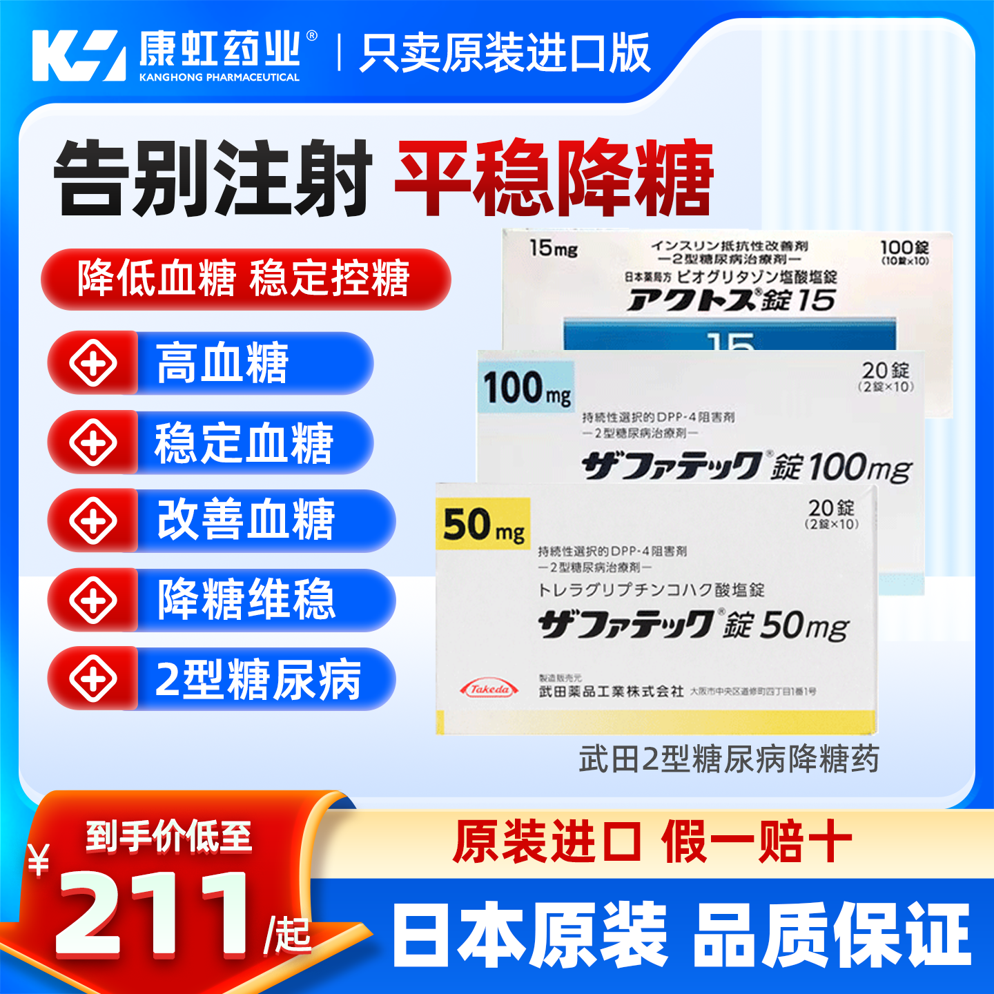 治疗二型糖尿病、老糖新糖高血糖，降糖药