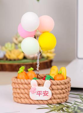 汽车摆件小花装饰品车载中控台车内可爱花盆植物装饰盆栽公仔