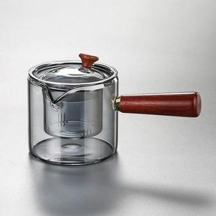 电陶炉煮茶冲茶器 侧把直觉壶加厚耐热玻璃过滤煮茶器家用茶具套装