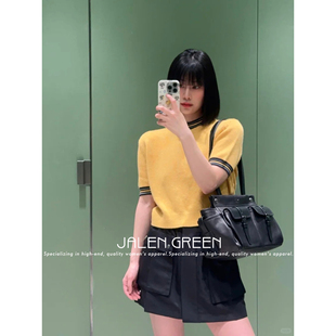 休闲轻熟毛针织上衣女短袖 JALEN 21又美又有辨识度 圆领 GREEN