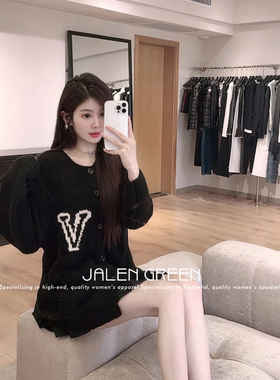JALEN GREEN质感天花板！1-13/字母刺绣圆领羊毛衫针织开衫外套女