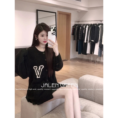 JALEN GREEN质感天花板！1-13/字母刺绣圆领羊毛衫针织开衫外套女