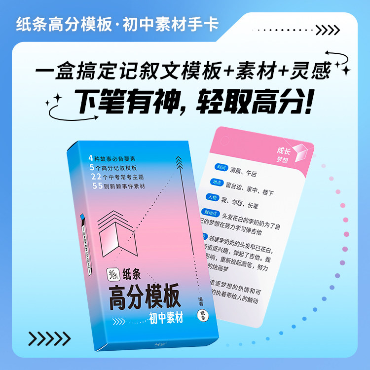 【新品】作文纸条高分模板初中素材2024新版语文作文素材速记速背手卡碎片高效记忆中考初一初二初三七八九年级通用初中记叙文2023高性价比高么？