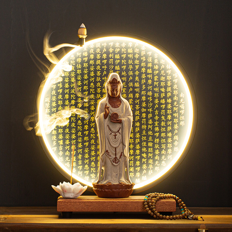 禅意陶瓷南海观音佛像摆件