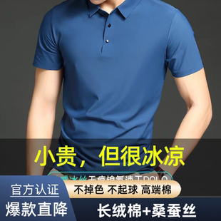 新款 polo衫 2025年夏季 冰丝短袖 带领t恤 男士 锦氨无痕弹力纯色薄款