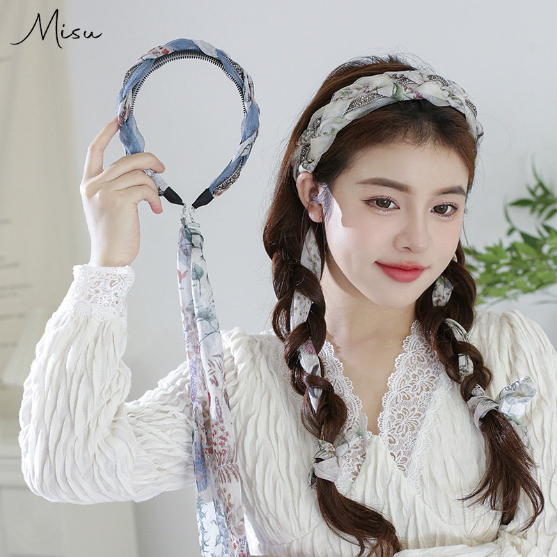 发带飘带发箍女款复古编发丝巾头箍2025新款发捆绑发丝带头窟发饰