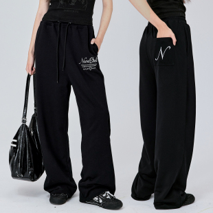 休闲裤 字母刺绣阔腿爵士舞运动裤 女 街舞宽松抽绳卫裤 NovaStreet