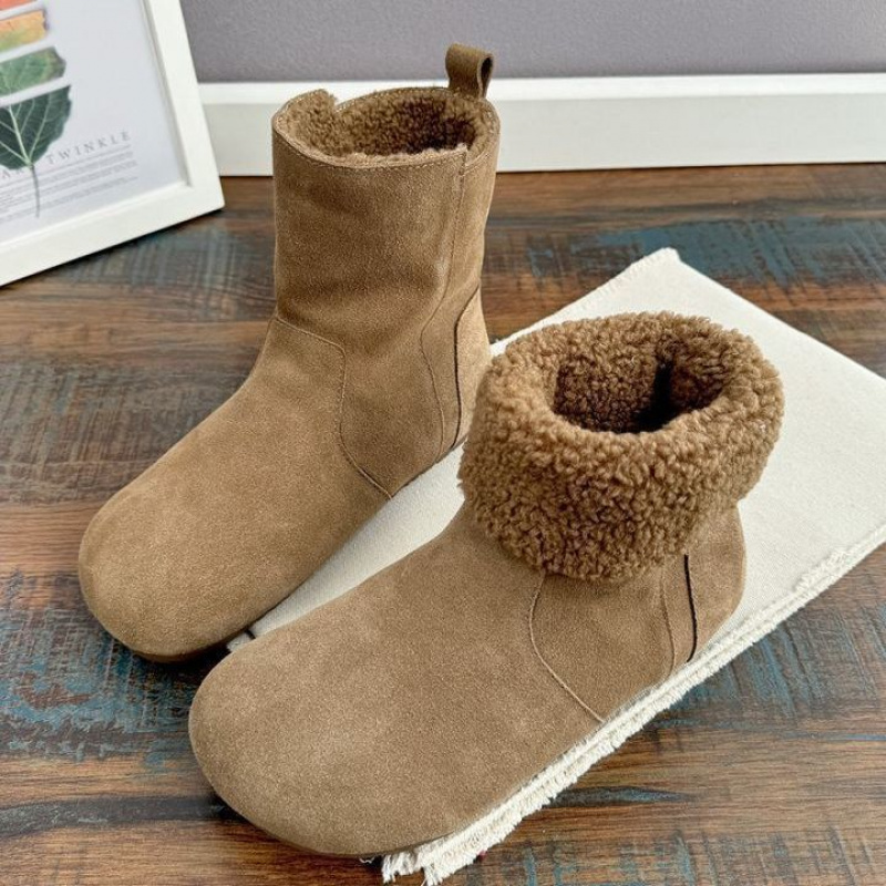 毛毛短靴复古两穿雪地靴