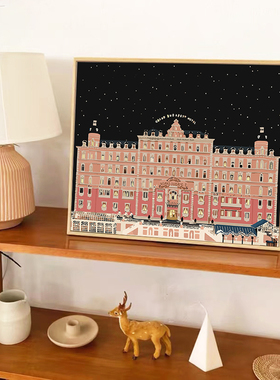多巴胺布达佩斯大饭店挂画奶油风法式客餐厅装饰画卧室床头摆画