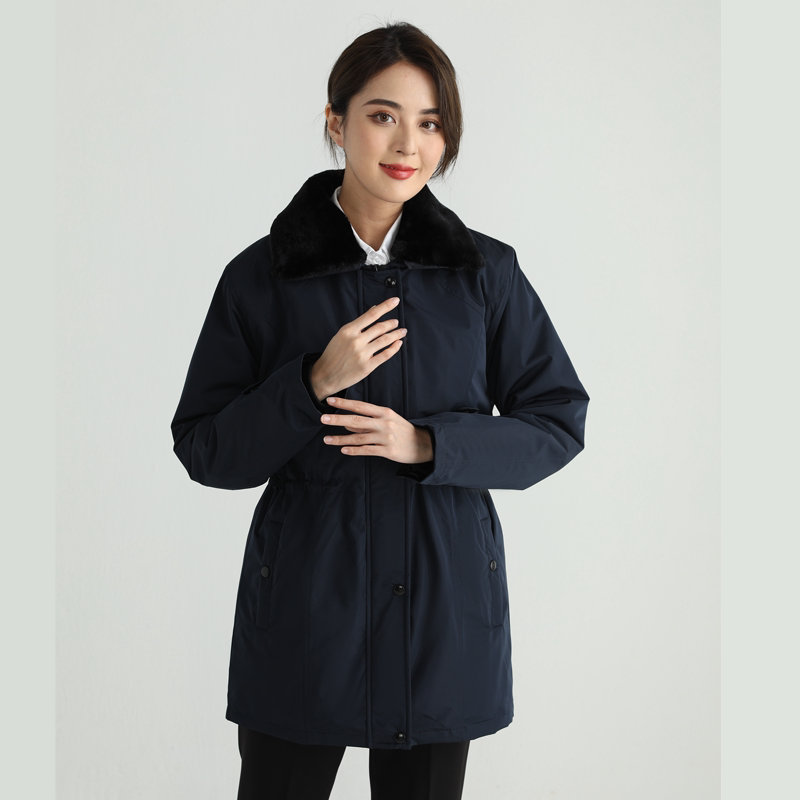 邮政工作服冬季2022新款女棉服银行加厚防寒立领中长款棉袄邮储
