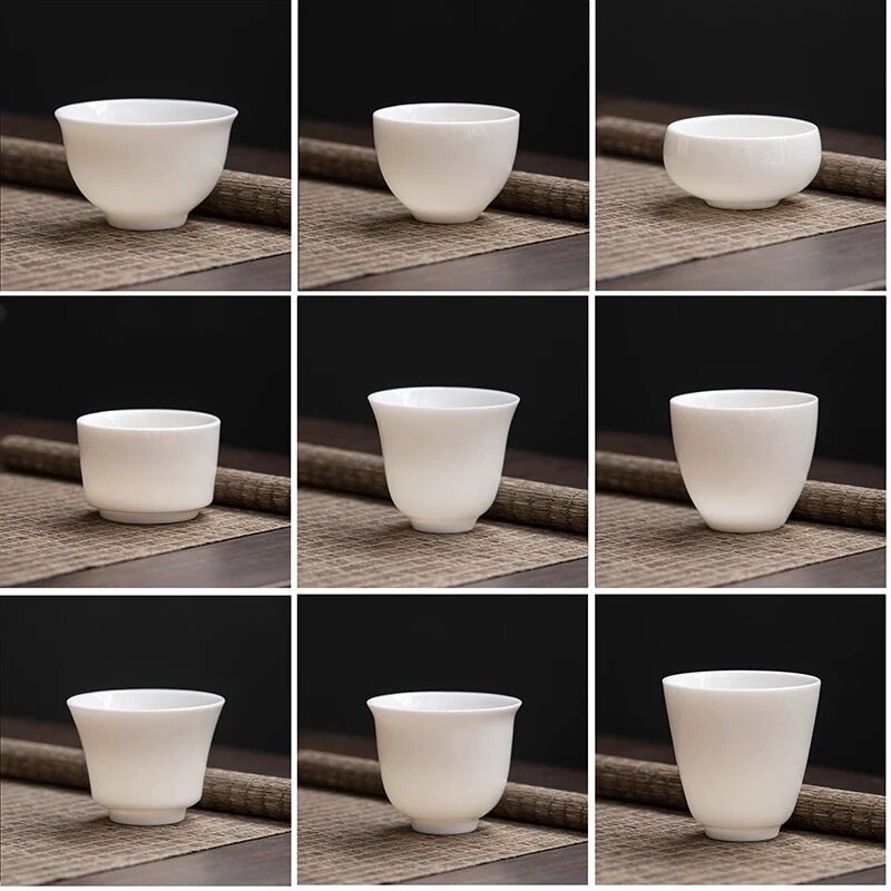 手工羊脂玉白瓷功夫茶杯陶瓷家用