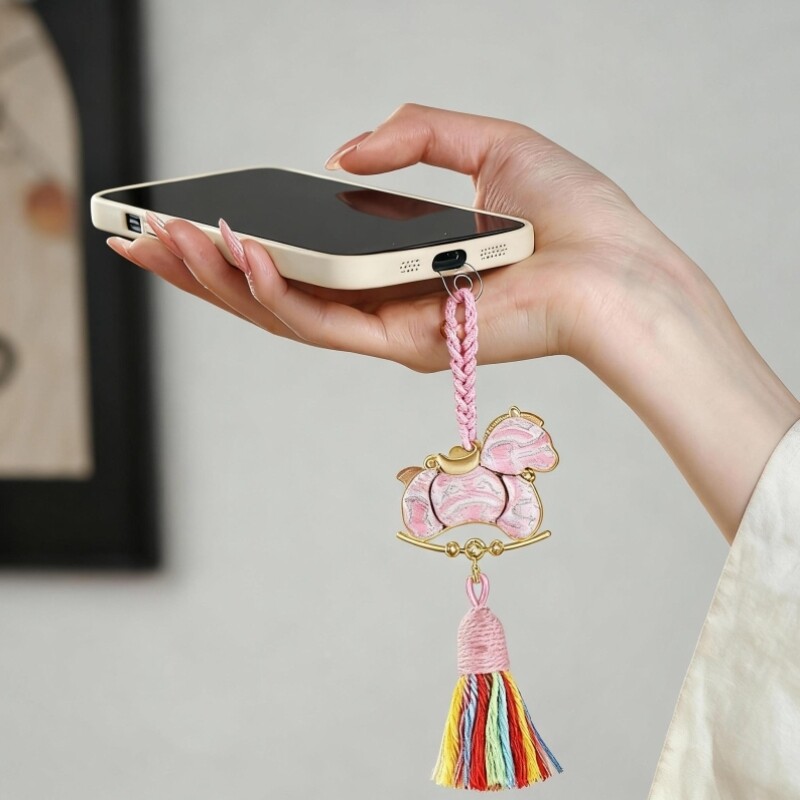 马上有钱手机链非遗宋锦小马挂件手工diy材料包马年吉祥物挂饰