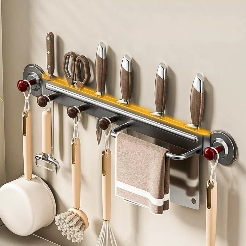 刀架置物架厨房多功能刀具收纳层架壁挂式免打孔锅铲置物架2026新,厨房/烹饪用具,刀架,淘宝优惠券,粉丝福利购,淘宝优惠卷